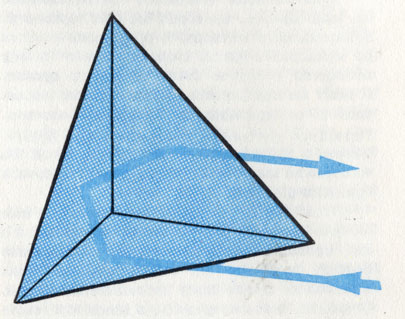 Треугольное зеркало отбрасывает отраженный луч точно в направлении падающего луча