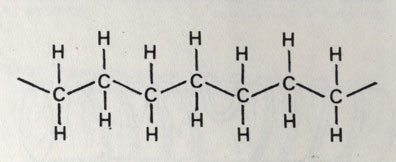 Молекулы полиэтилена образуют длинные цепочки